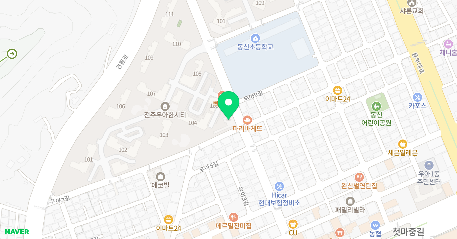 기탄 사고력교실 전주우아한시티 학원 위치