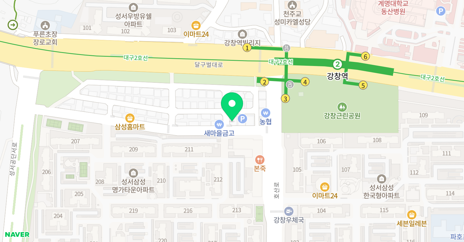 EiE고려대 어학원 대구강창캠퍼스 위치