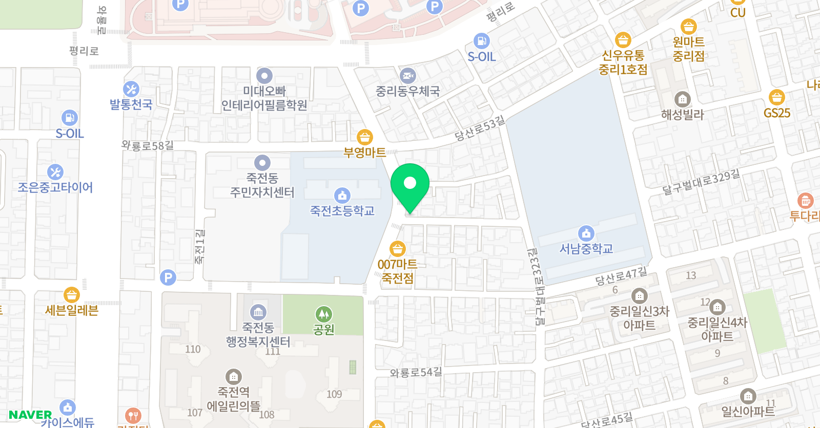 책나무 학원 죽전점 위치
