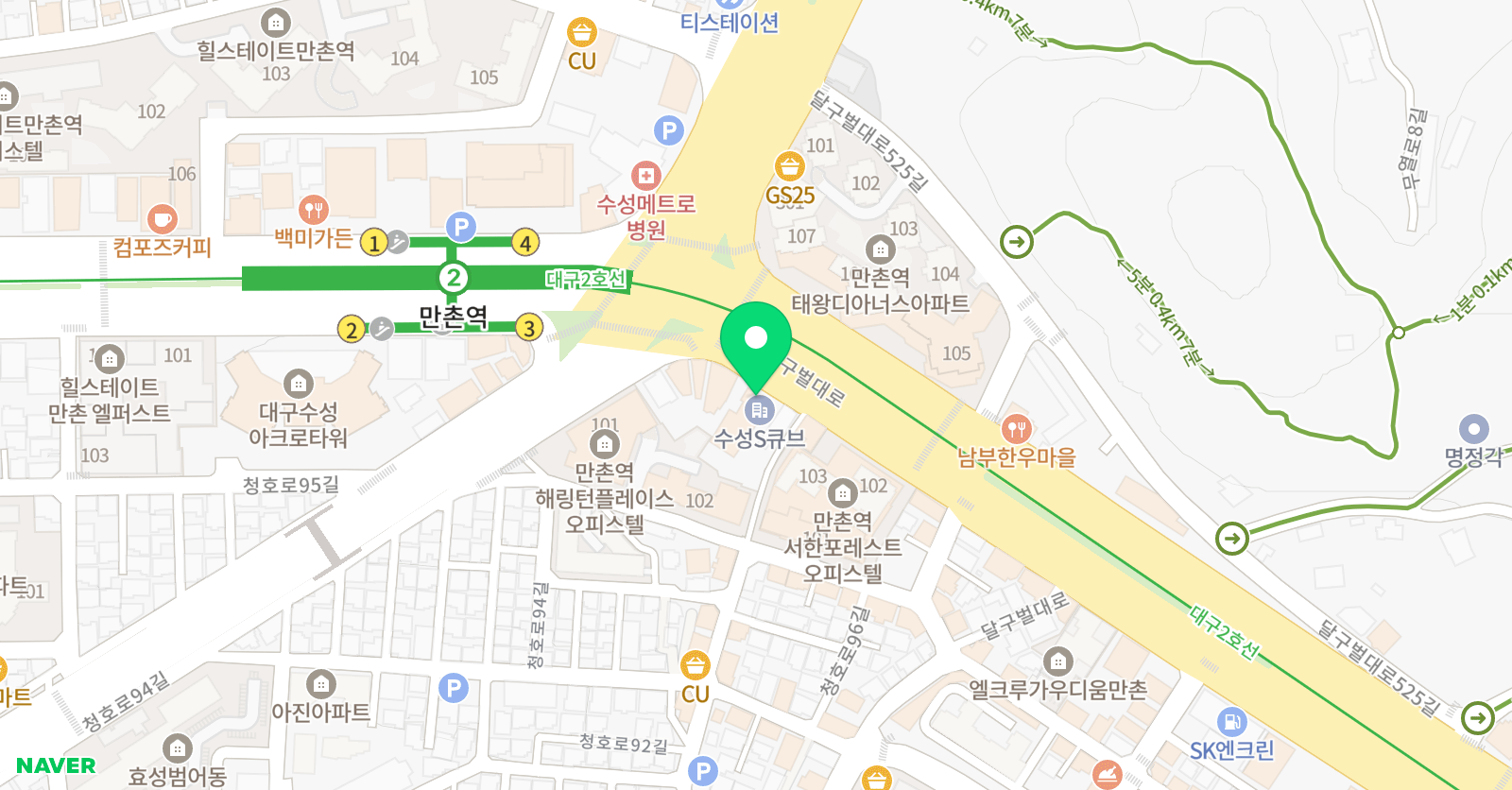 키즈칼리지 학원 수성 위치