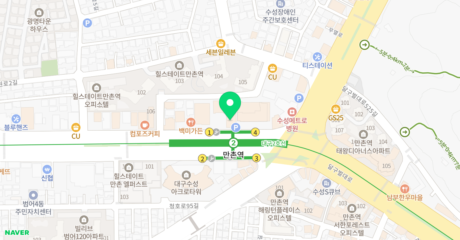 책나무 독서논술학원 만촌네거리 위치