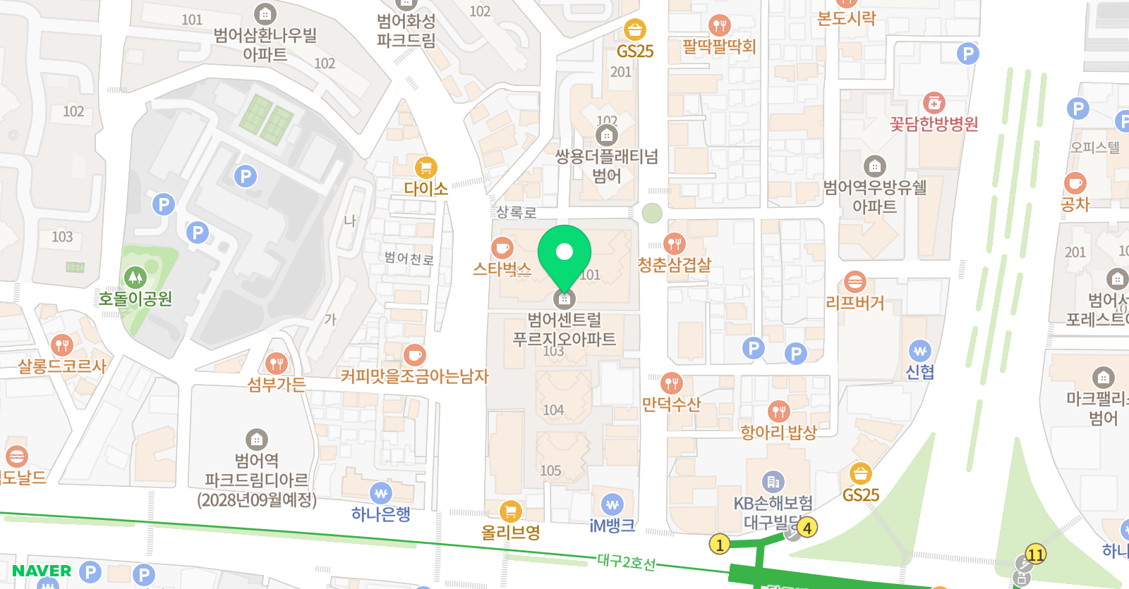한스짐클럽 학원 대구점 위치