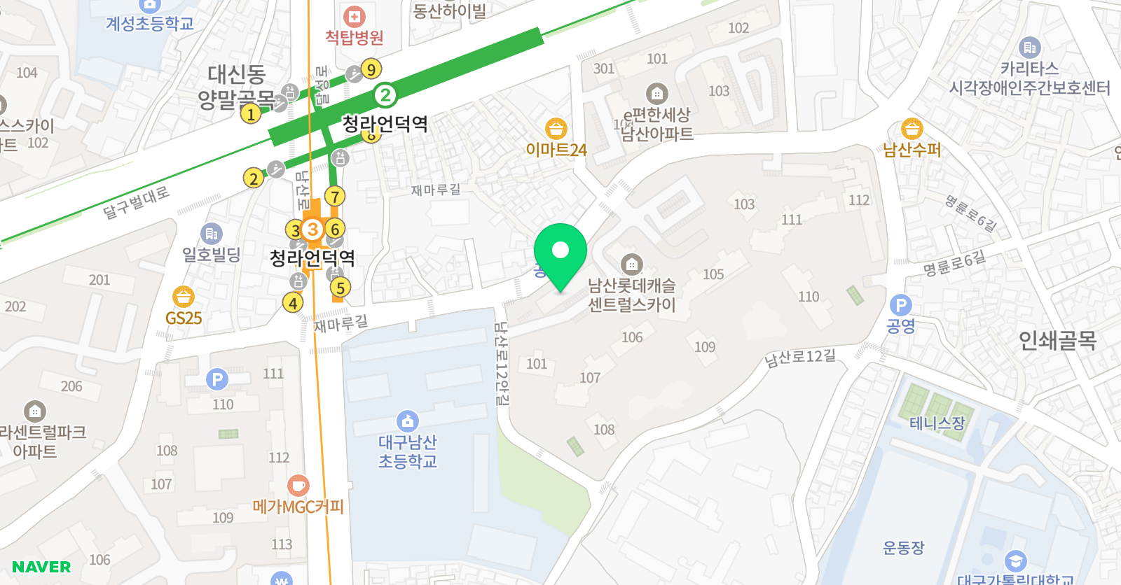 밤샘영어 롯데점 위치