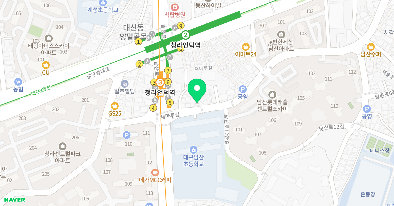 푸르넷 수학교습소 중구남산점 위치