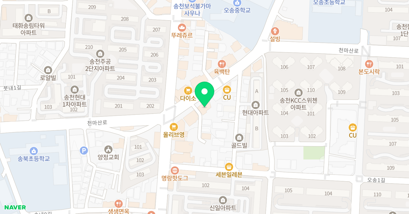 일취월장스터디카페 송천점 위치