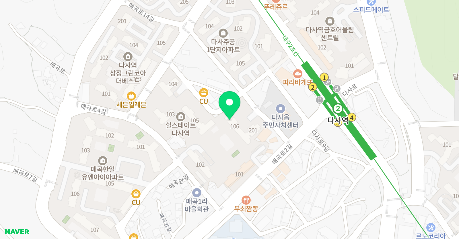 기탄사고력교실 다사힐스테이트점 위치