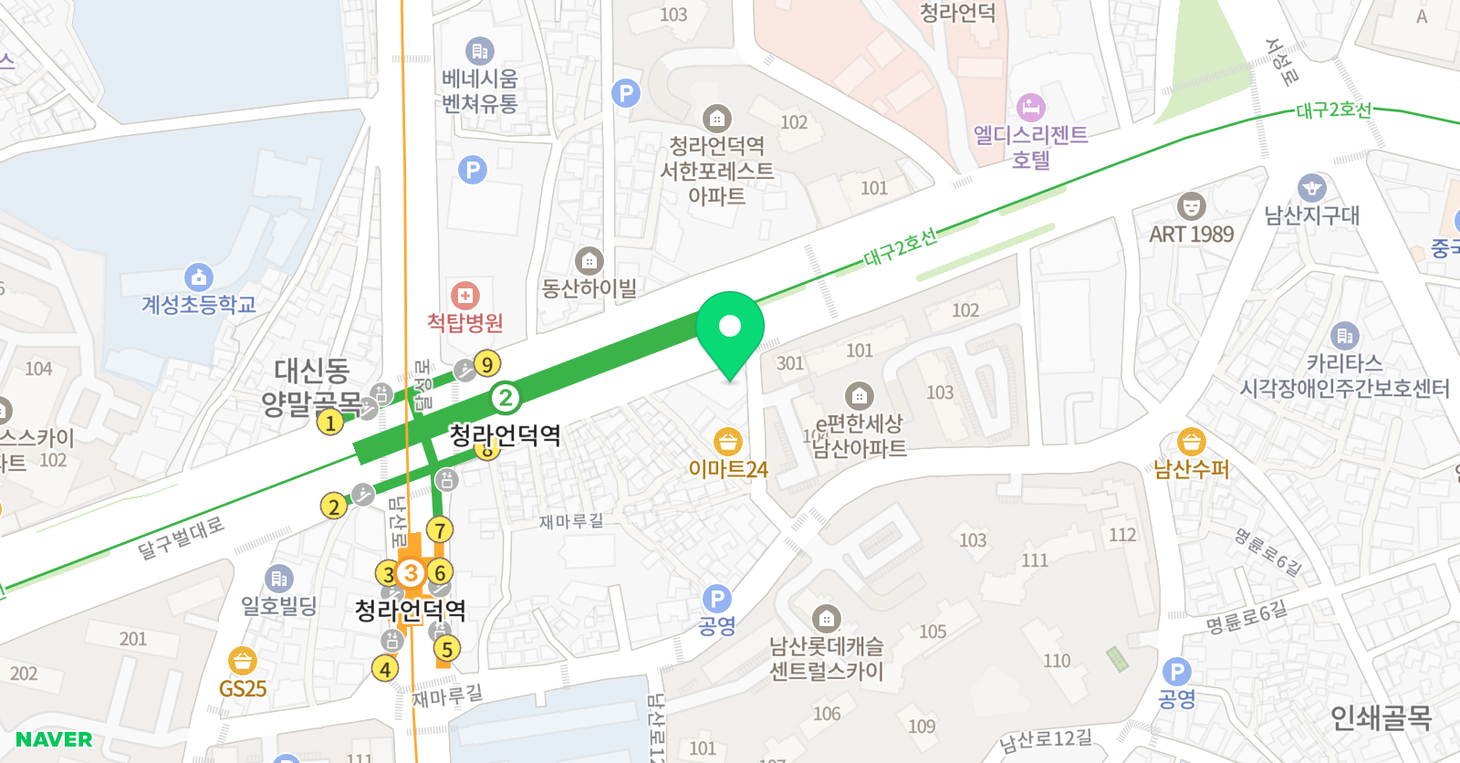 짐스 수영장 대구남산직영점 위치