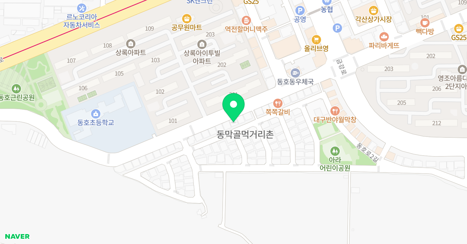 튼튼 영어마스터클럽 대구동호제2MC점 위치