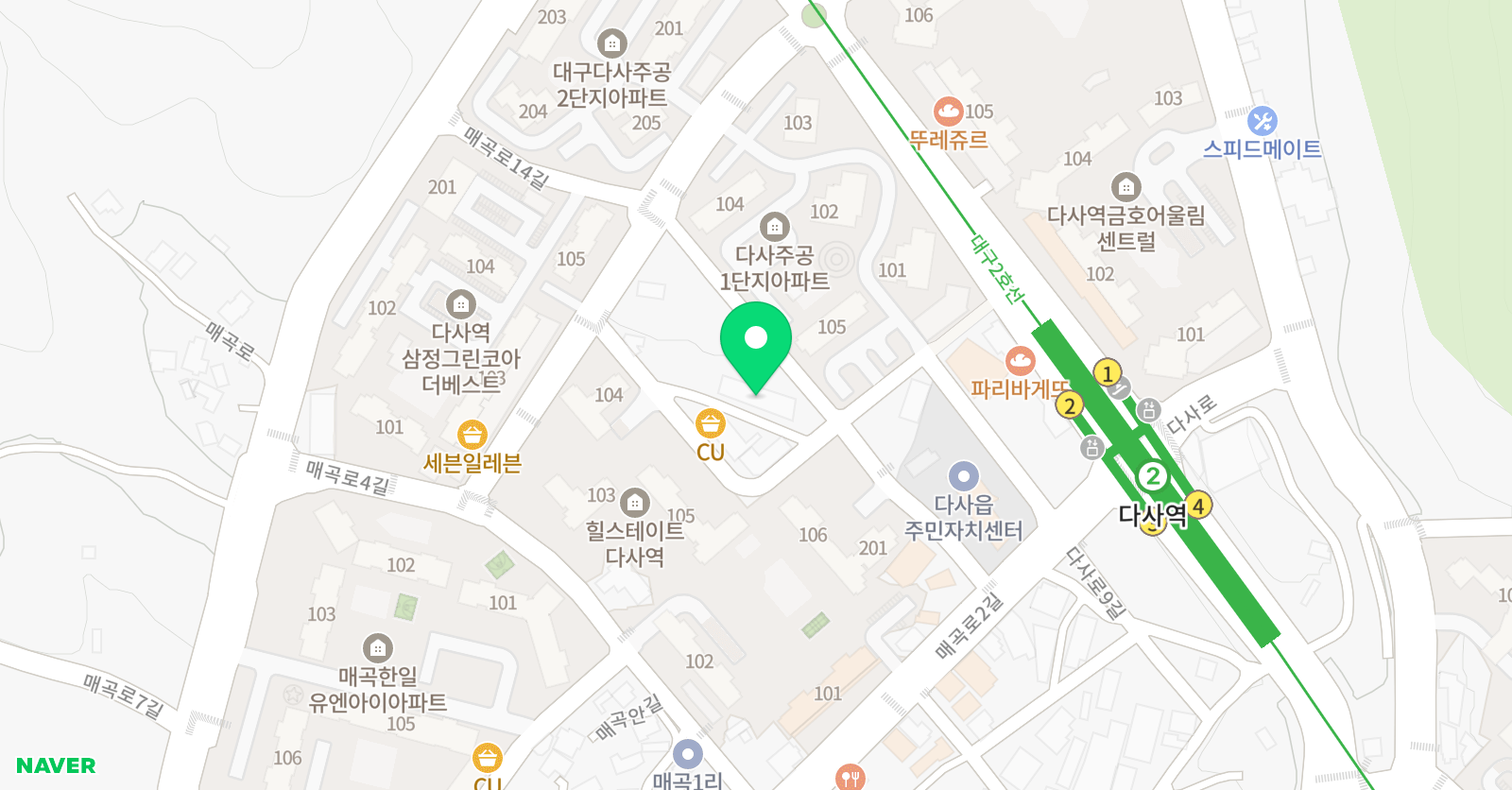책나무 다사힐스테이트 독서논술학원 위치