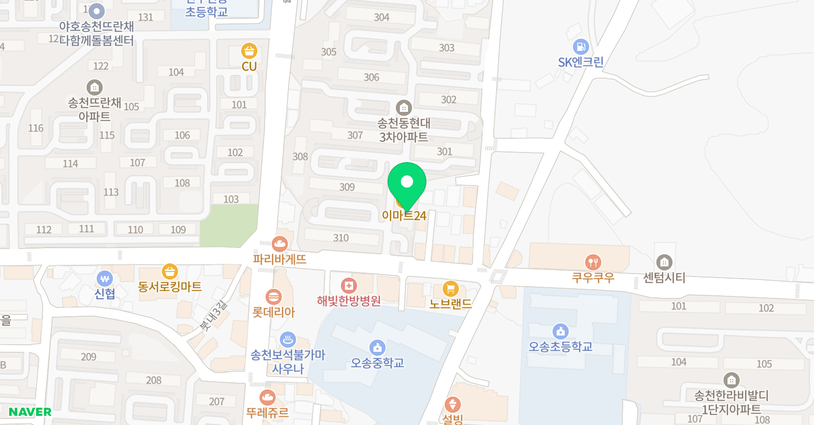 뮤엠 영어 송천현대점 위치