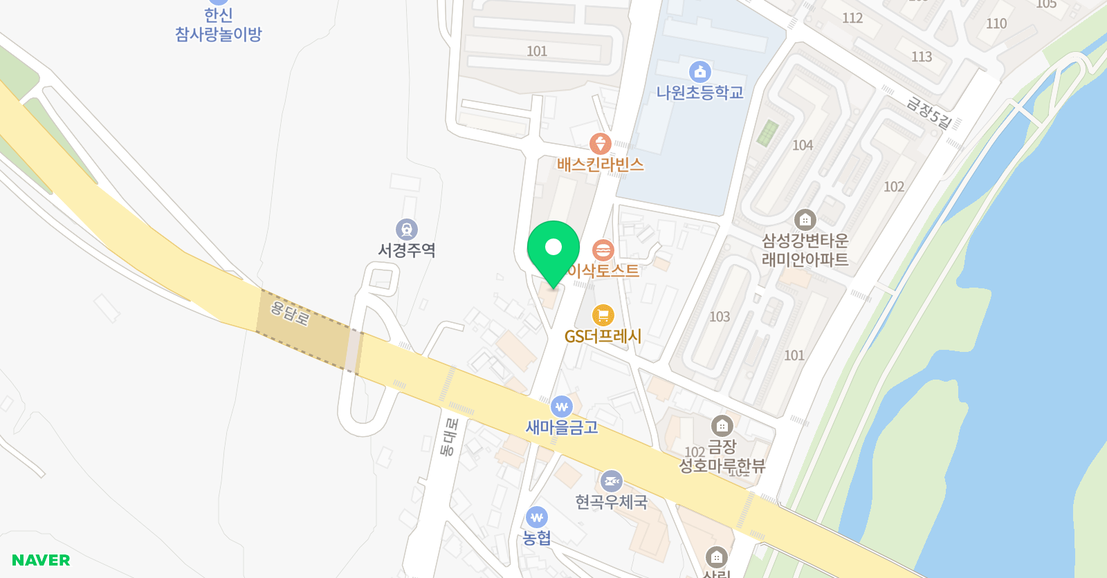 지앤비 영어전문학원 금장캠퍼스 위치