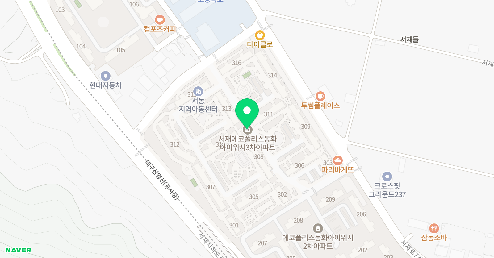 뮤엠영어 대구서동원 위치