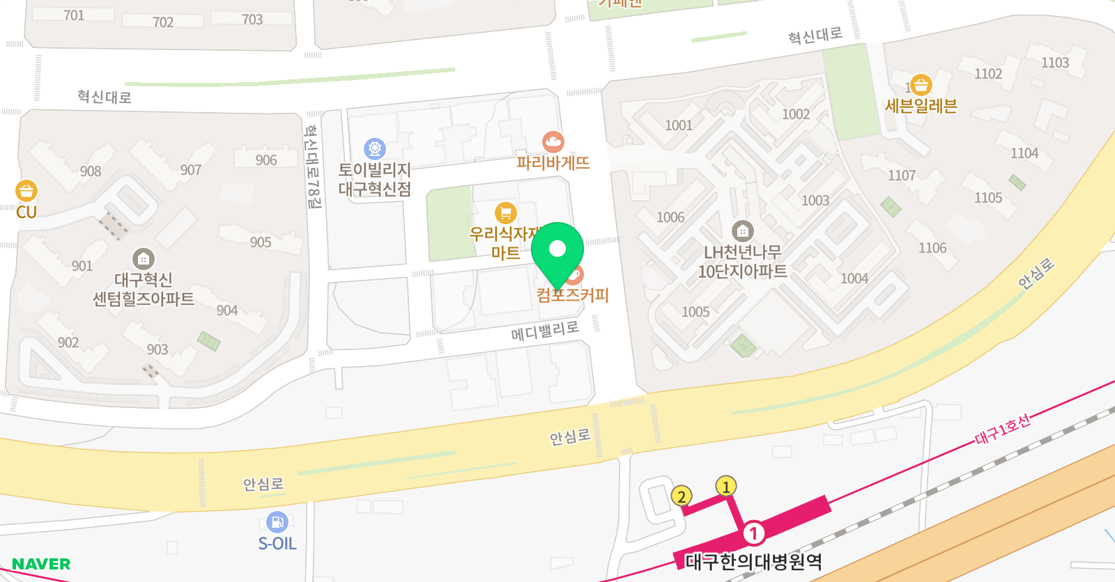 뮤엠 영어 숙천점 위치