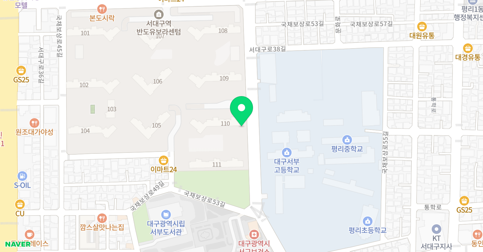 아소비 서대구반도유보라점 위치