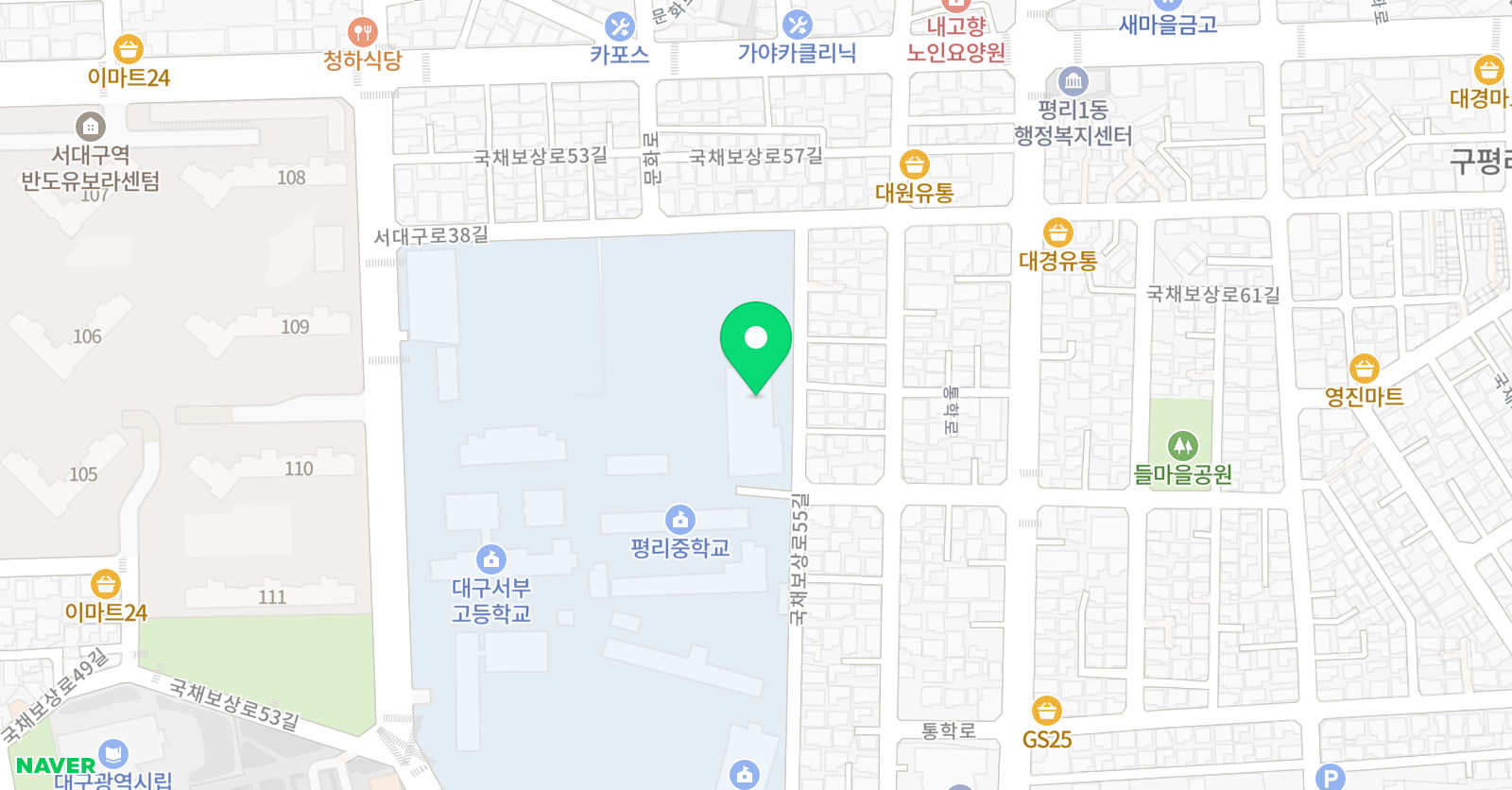 평리스포츠센터 산들수영장 대구점 위치