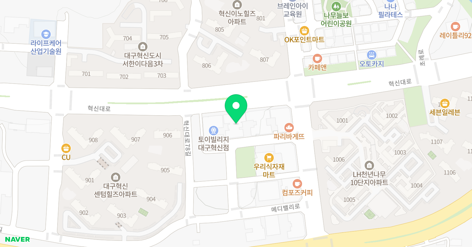 더블유 무용학원 혁신도시점 위치