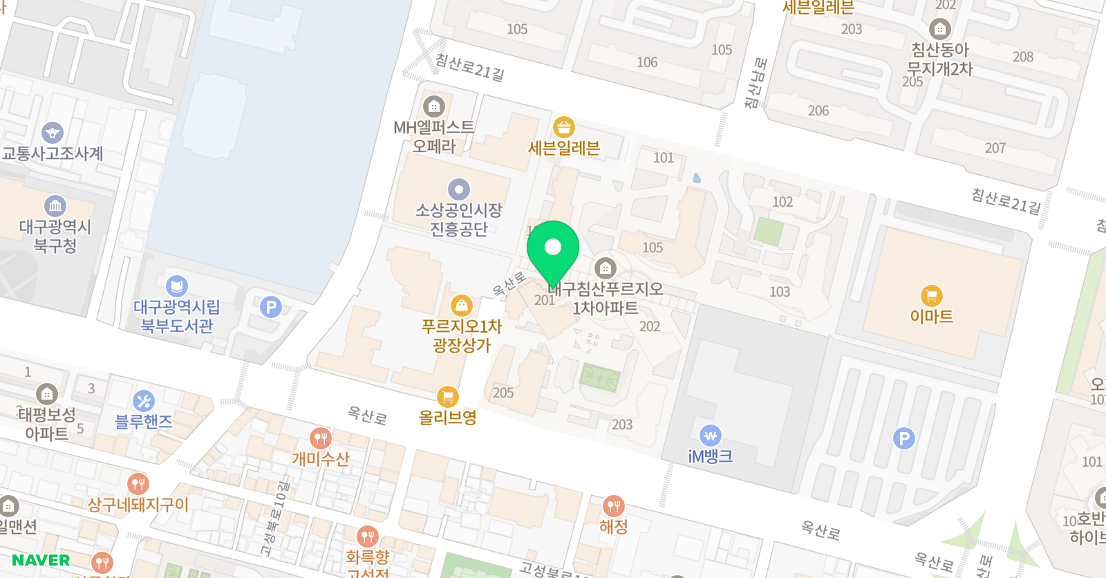 아소비 대구침산푸르지오1차점 위치