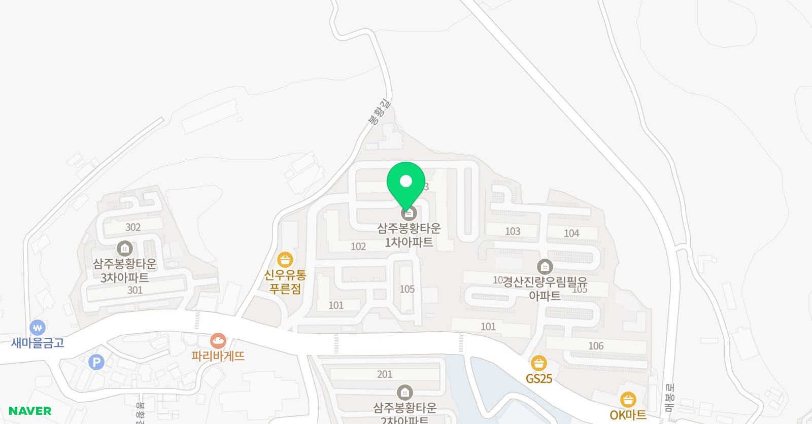 아소비 경산진량삼주봉황1차점 위치
