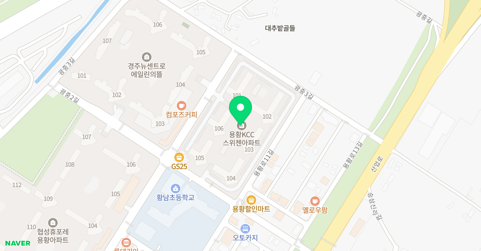 아소비 경주용황 KCC스위첸점 위치