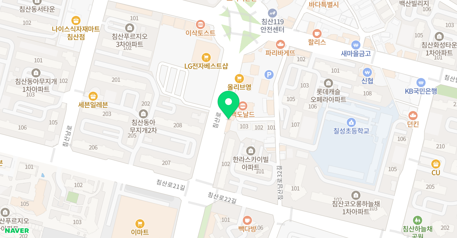JNJ 실용음악학원 침산점 위치