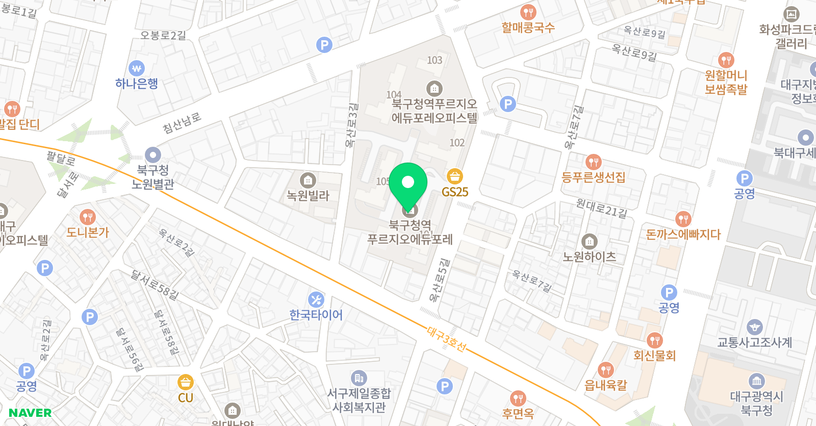아소비 북구청역푸르지오점 위치