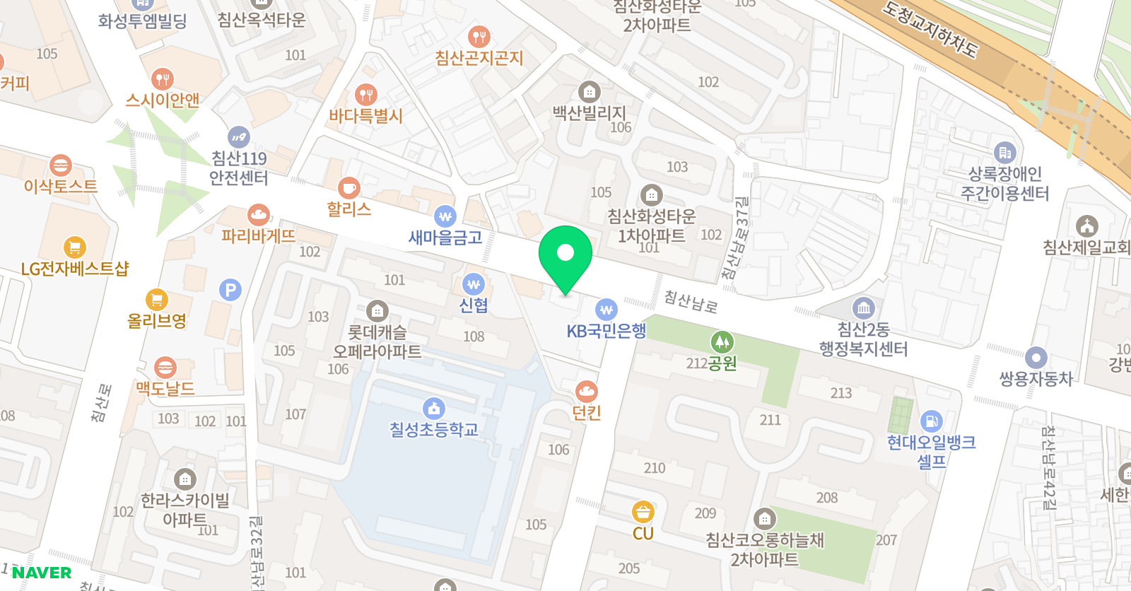 링크온 잉글리쉬 영어학원 침산점 위치