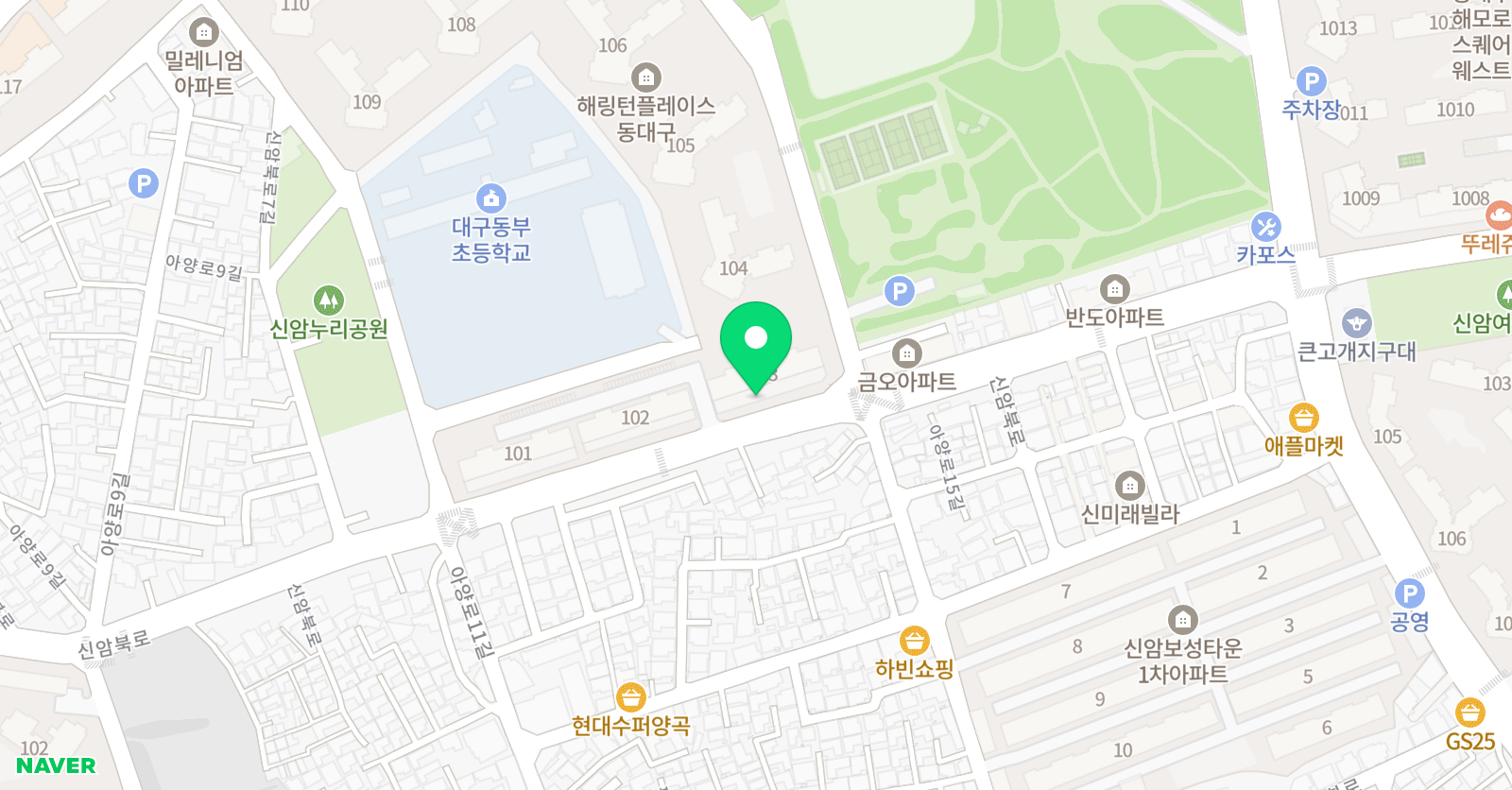 놀작마이아트 동대구 해링턴키즈센터 위치