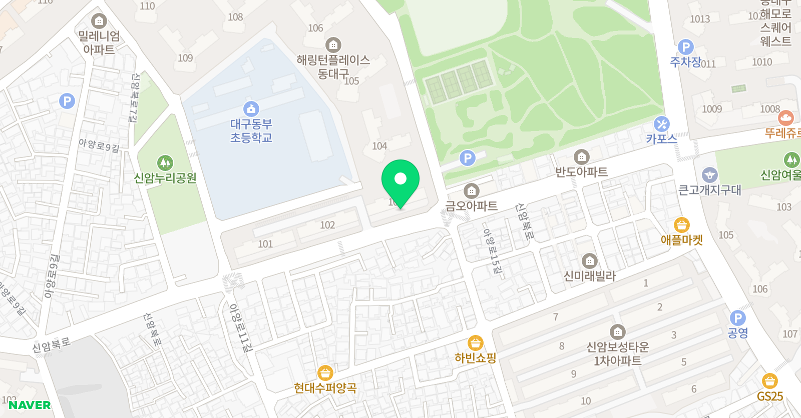 뮤엠 영어 해링턴플레이스동대구점 위치