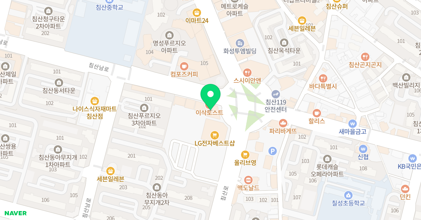 에이닷영어학원 대구침산지점 위치