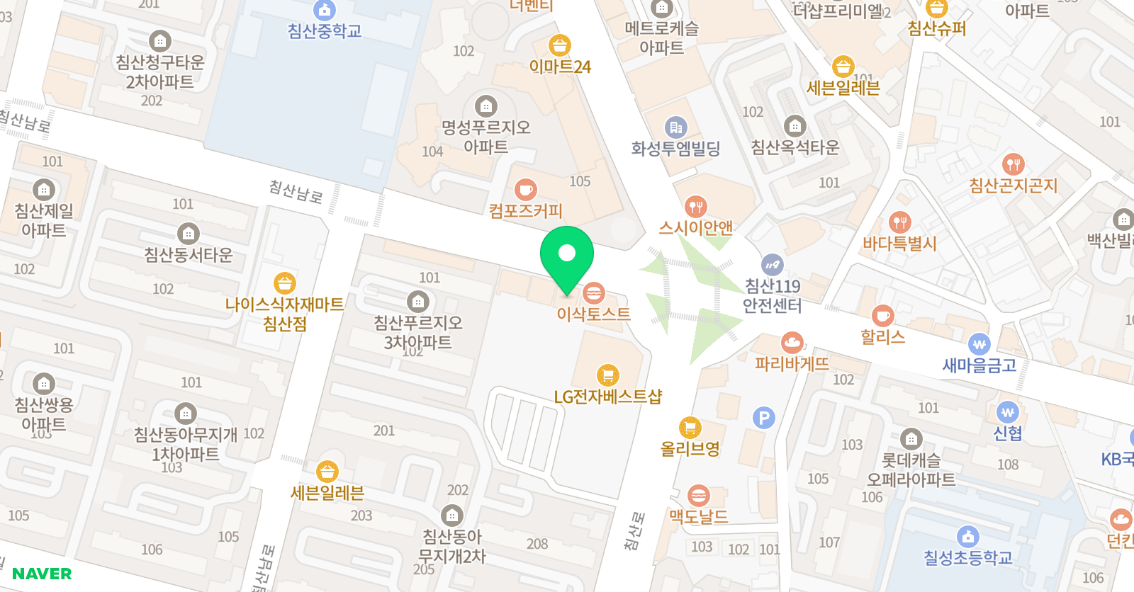 한국체대무예마루GYM 침산점 위치