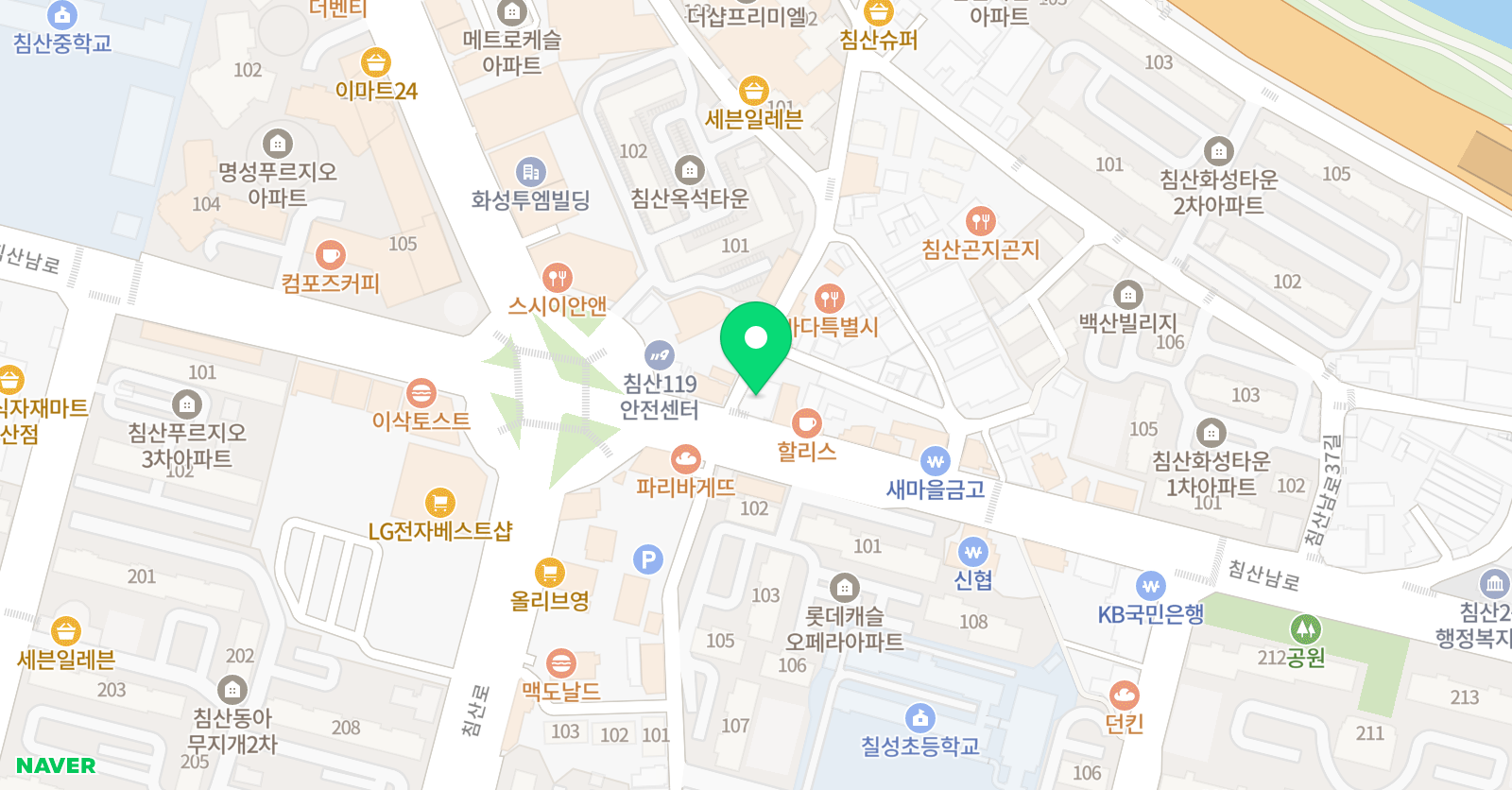 해밀 수학전문 세렌 영어 학원 침산 위치