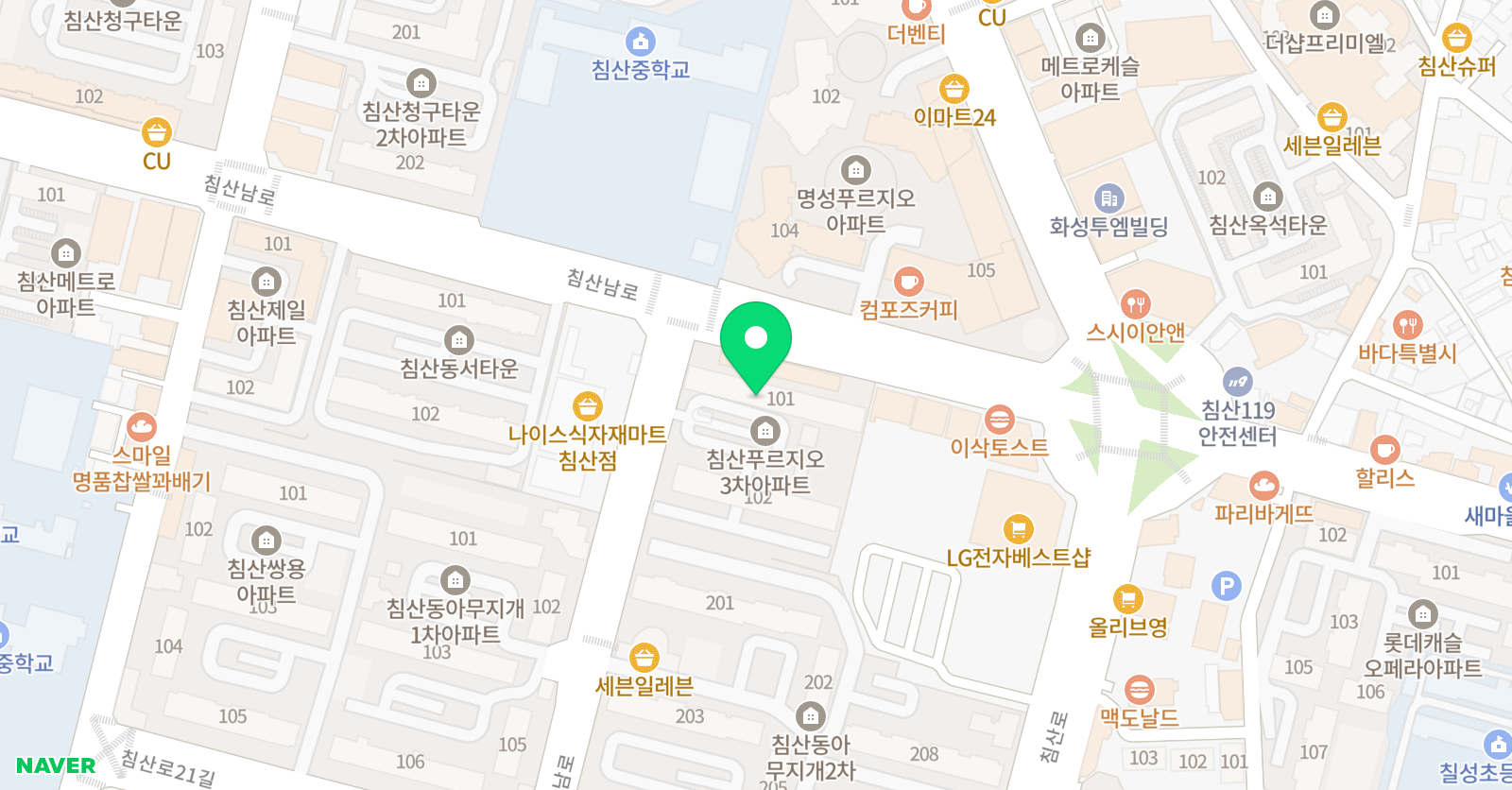 빨간펜 수학의달인 침산푸르지오점 위치