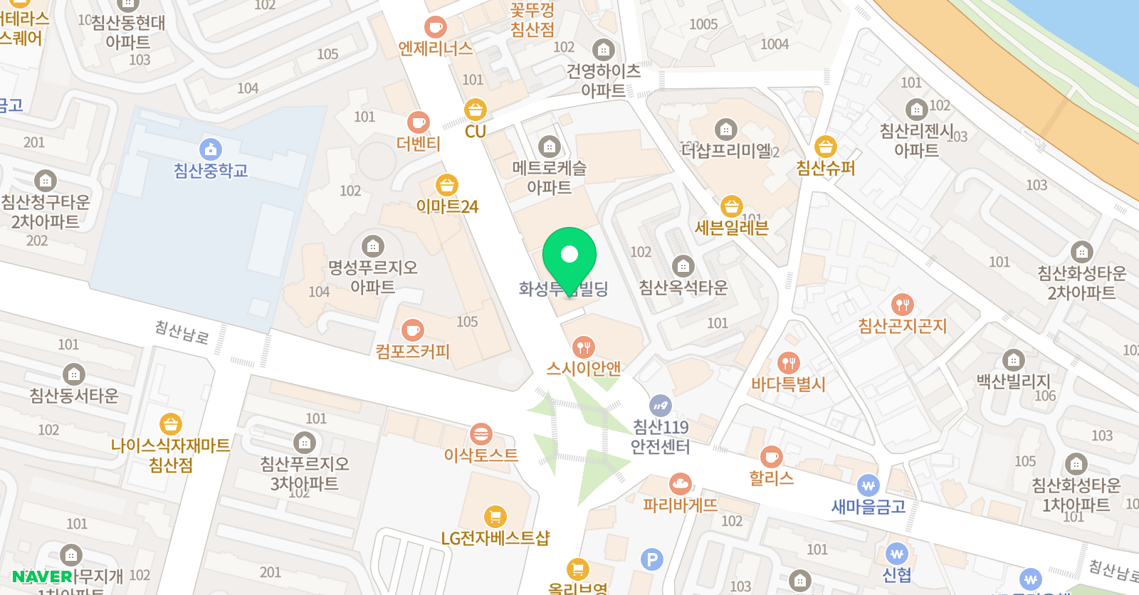 지앤비패럴랙스 침산캠퍼스 위치