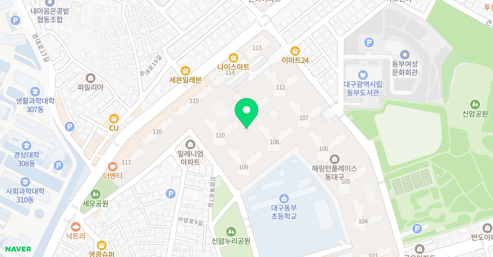 아소비 대구신암해링턴플레이스점 위치
