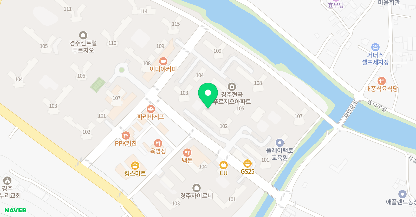 윤선생 우리집앞영어교실 경주현곡푸르지오 위치