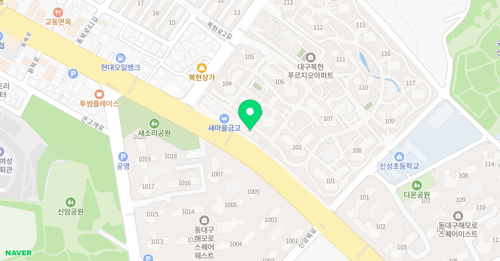 스마트해법 수학학원 복현푸르지오점 위치