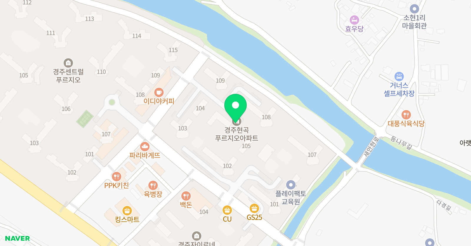 아소비 경주 현곡푸르지오점 위치