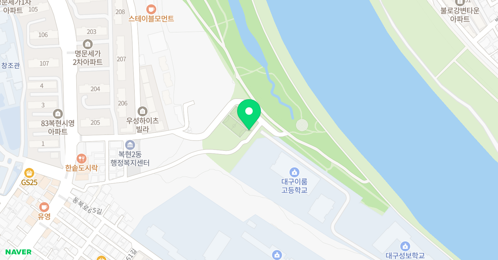 샬롬코리아 사커스쿨 복현지점 위치