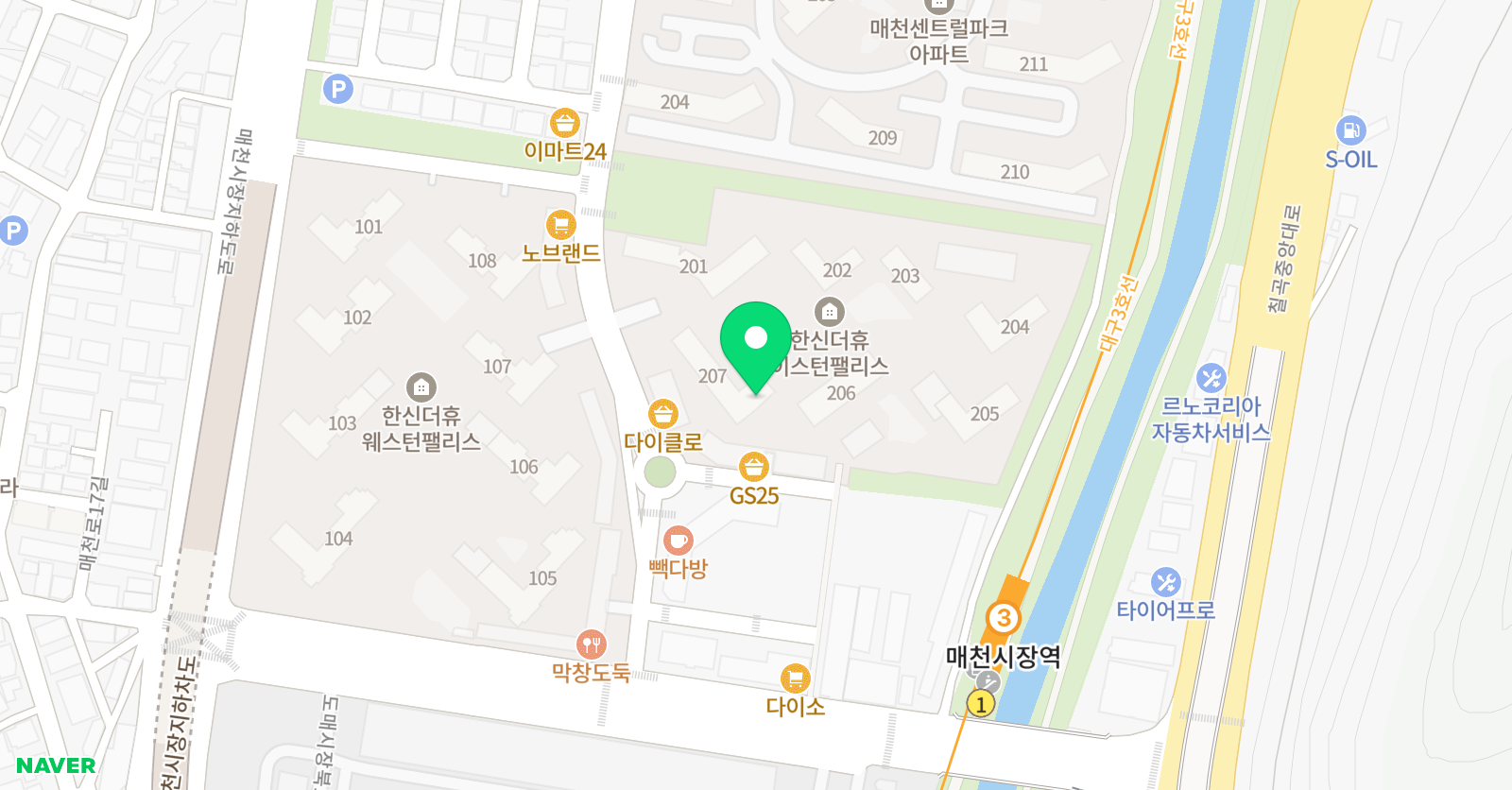 아소비 매천한신이스턴점 대구 위치