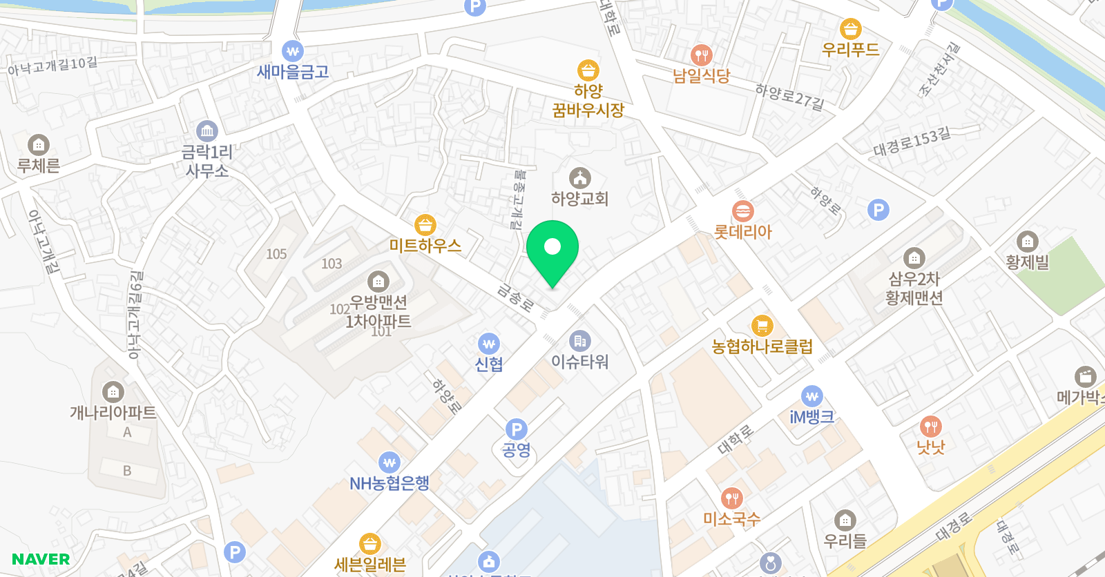 하양김샘 학원 위치