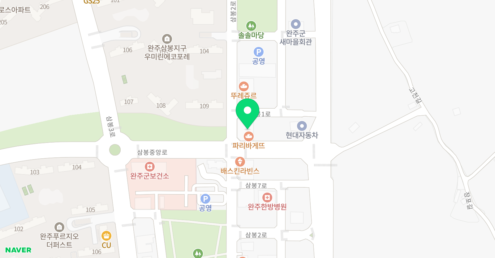 아이앤디 미술학원 삼봉점 위치