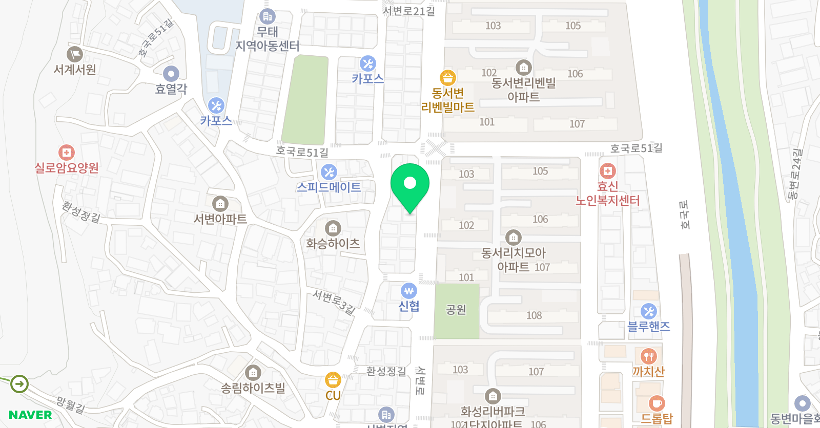 책나무 독서학원 서변 위치