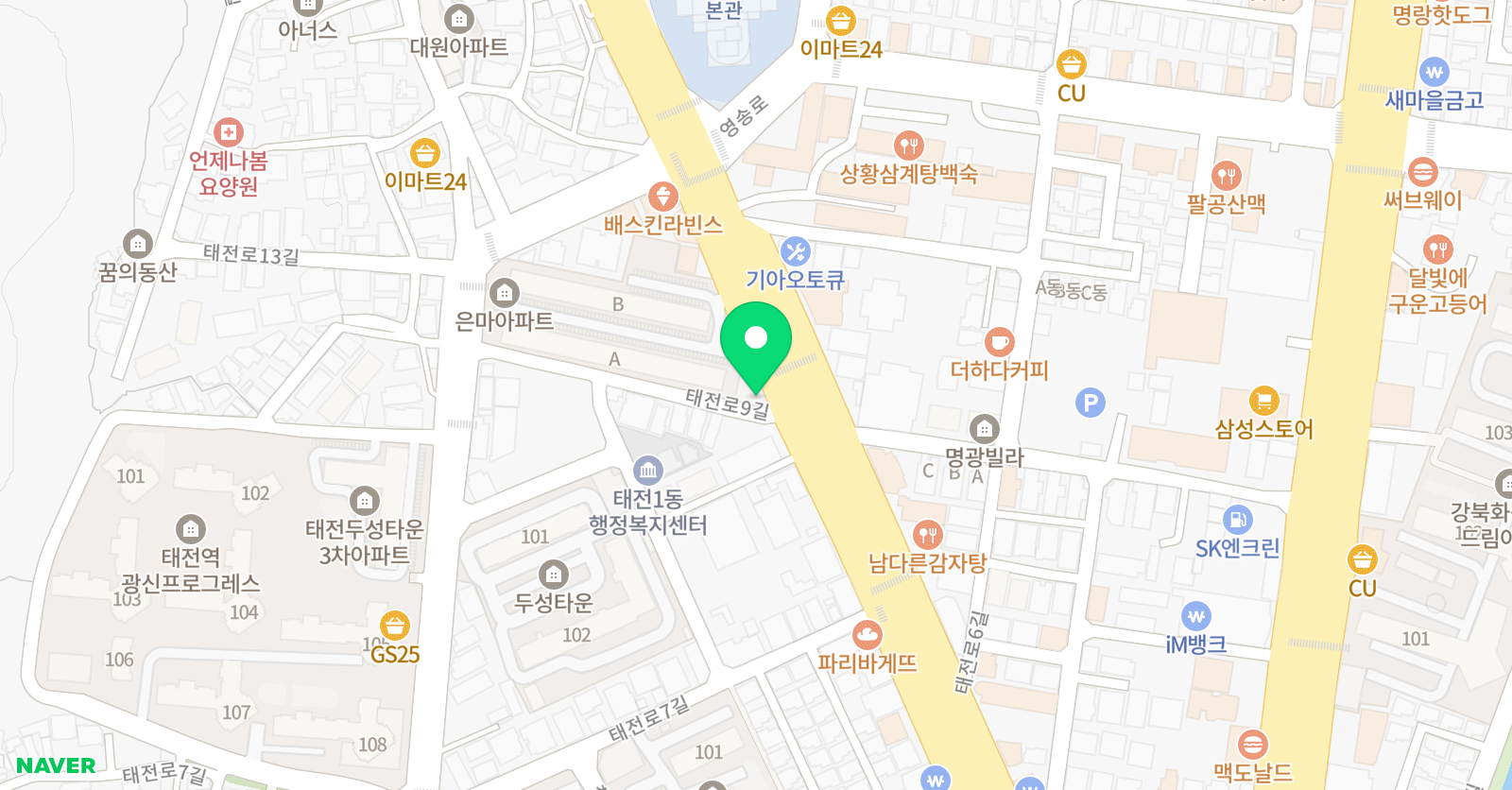 쎈수학러닝센터 태전 위치