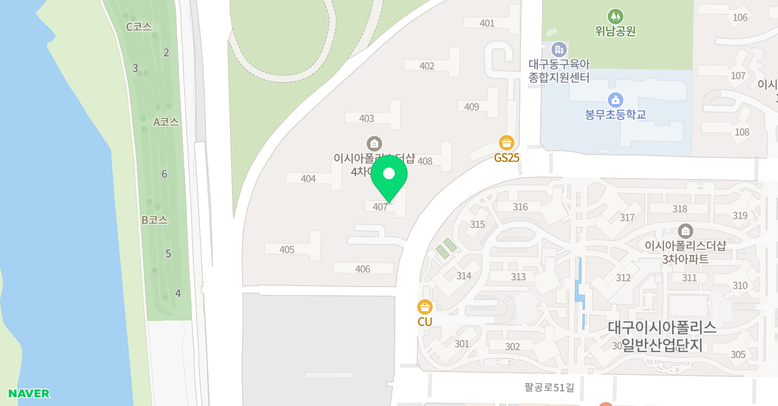 아소비 봉무이시아폴리스4차점 대구 위치