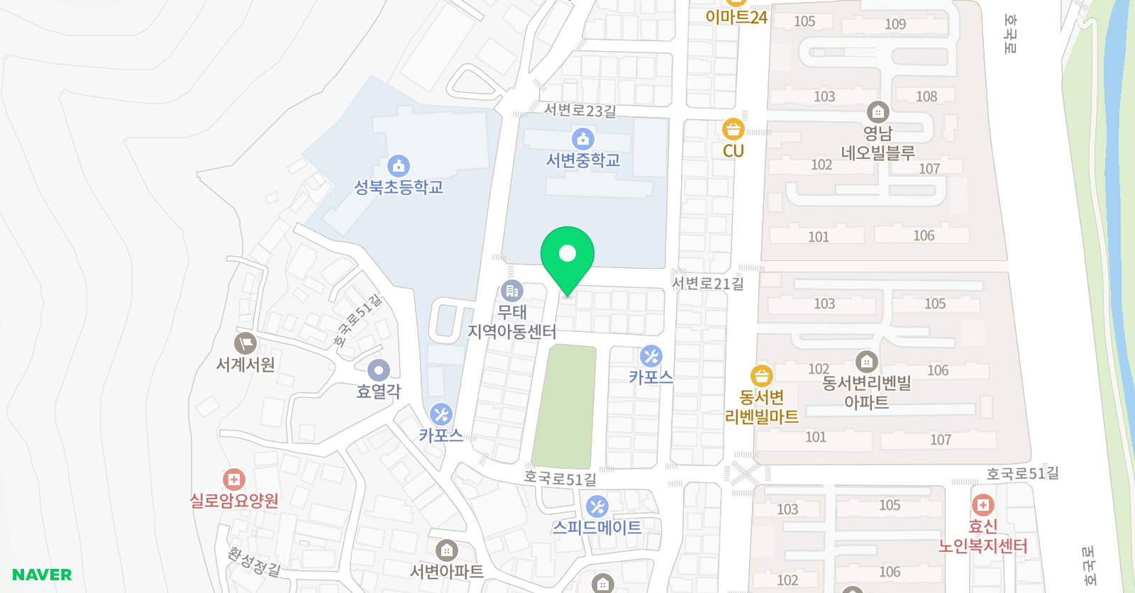 뮤엠 영어 서변점 위치