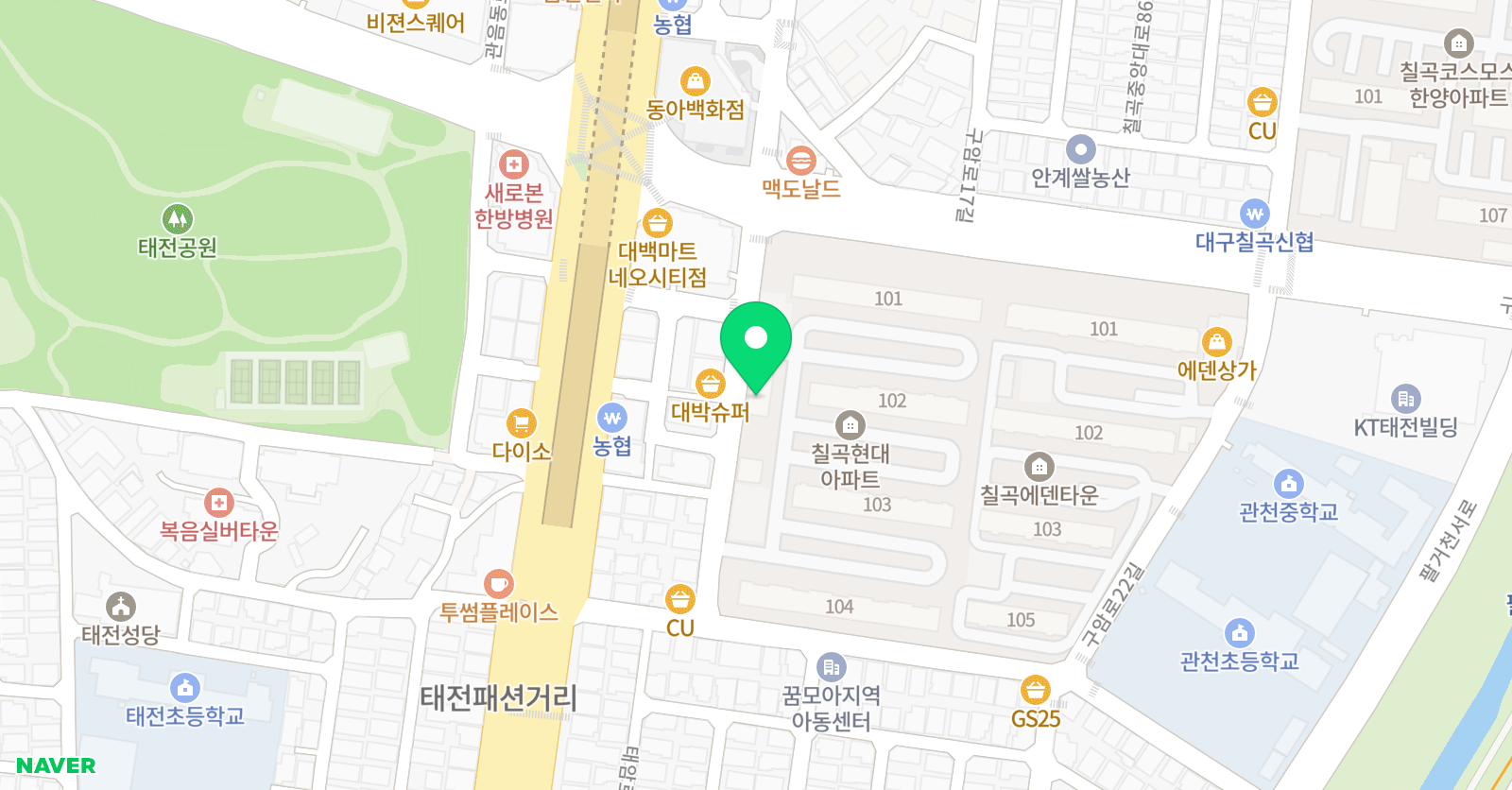 GnB 영어전문학원 칠곡1캠퍼스 위치