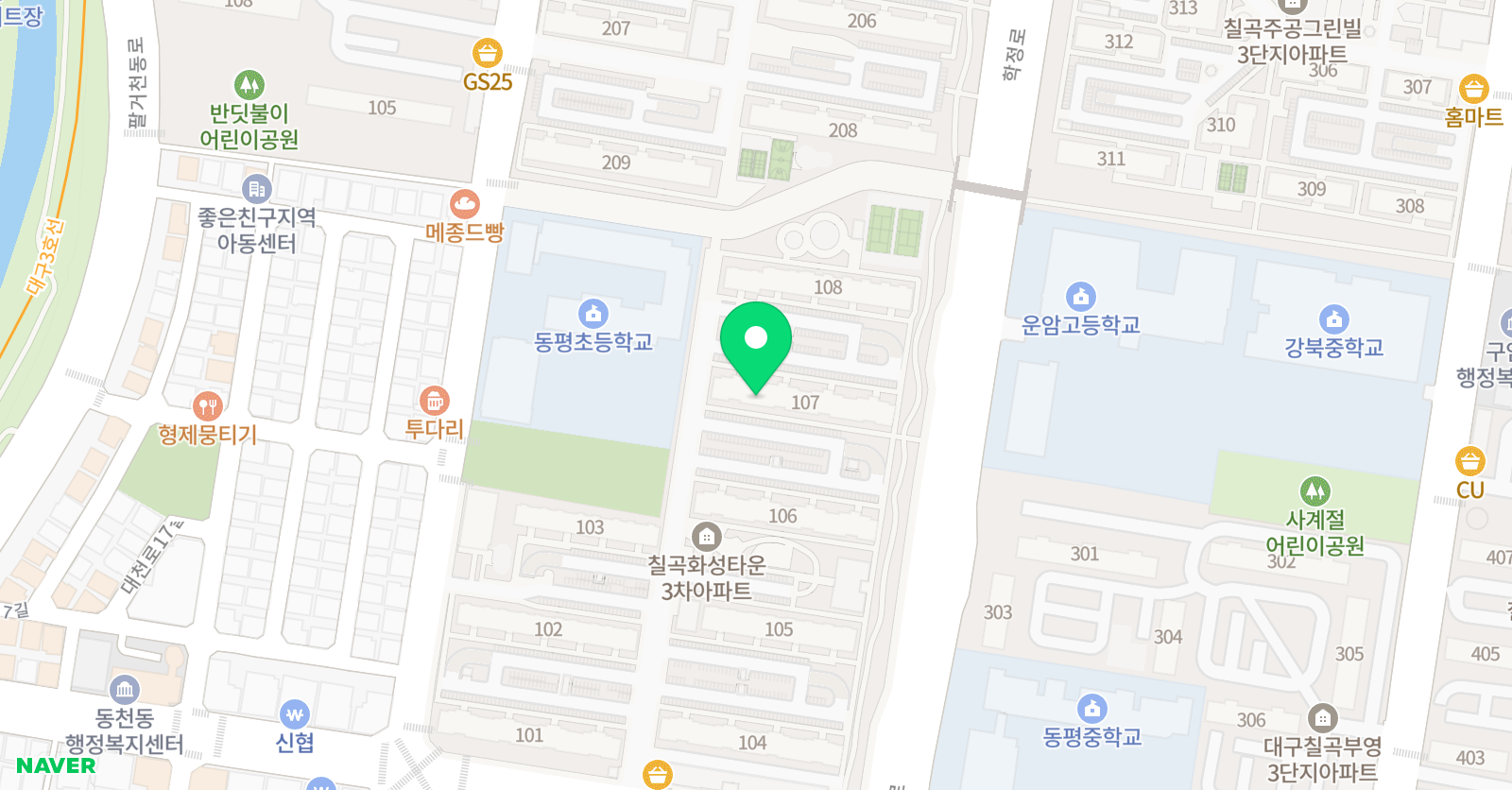 빨간펜 수학의달인 동천화성점 위치