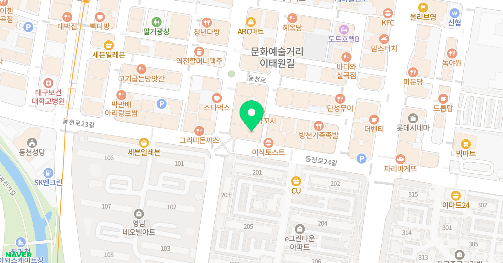 책나무 대구동천점 위치
