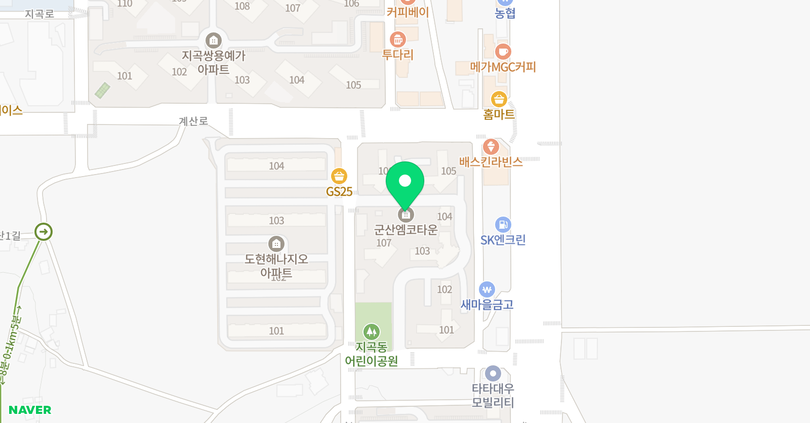 스마트해법 수학 군산지곡엠코1차점 위치
