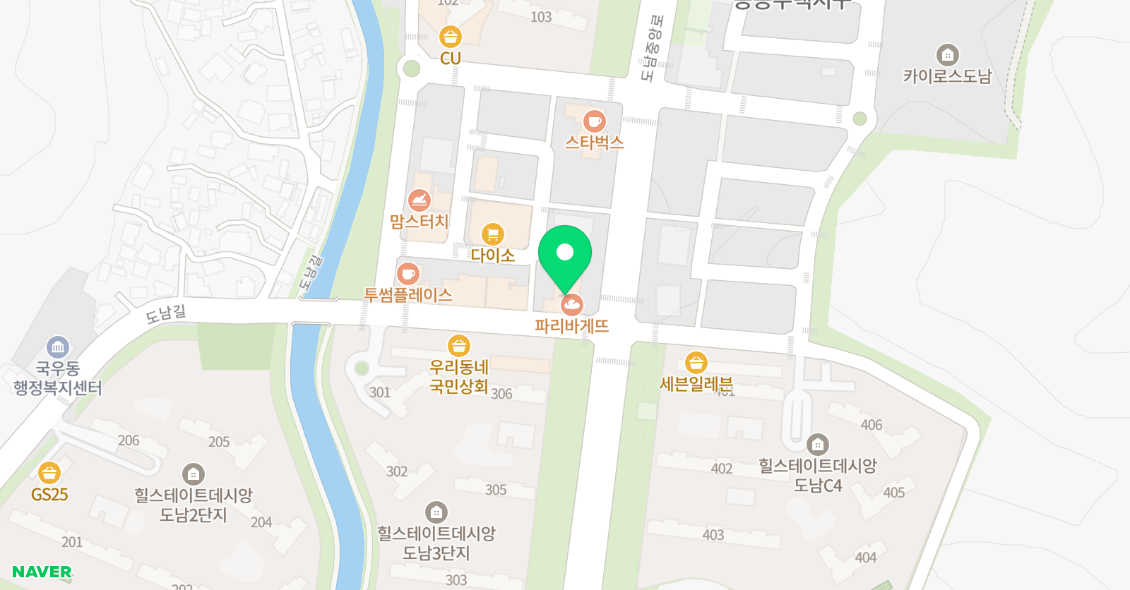 지앤비 영어전문학원 패럴랙스 도남캠퍼스 위치